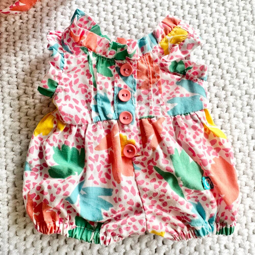 Cabbage Patch Kids 1988 Coleco Colorful Graphic Jungle Print Jumper Bonnet Set - Picture 2 of 8